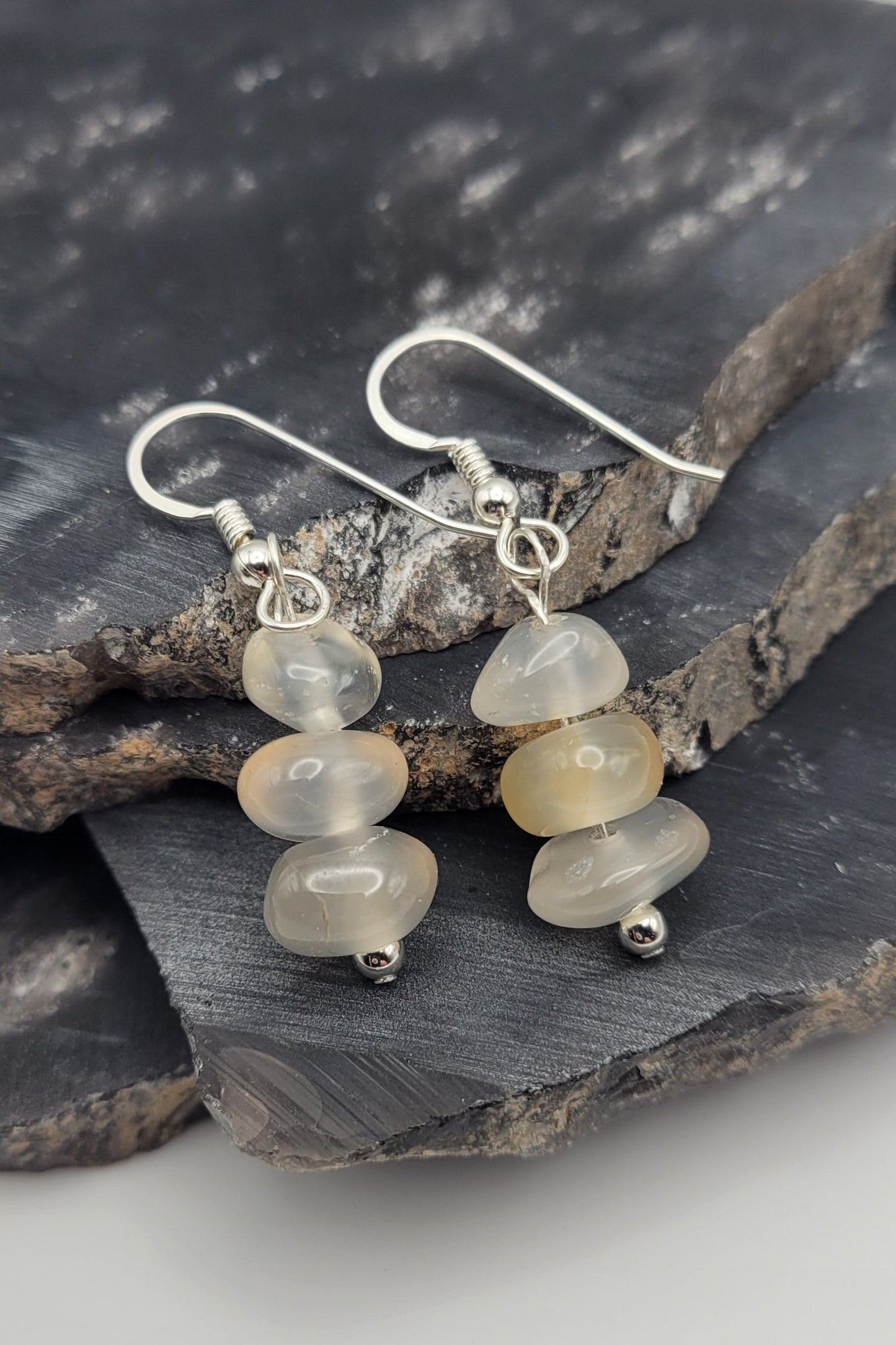 3 Agate Dangle Earrings