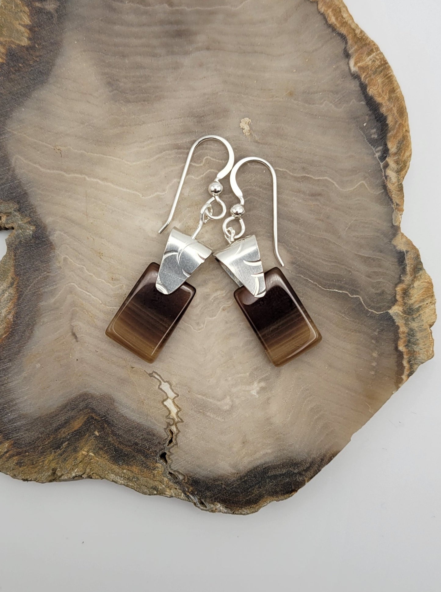 Petrified Wood Earrings