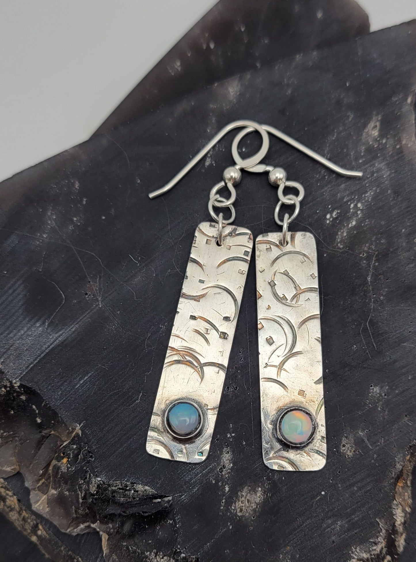 Silver and Opal Earrings