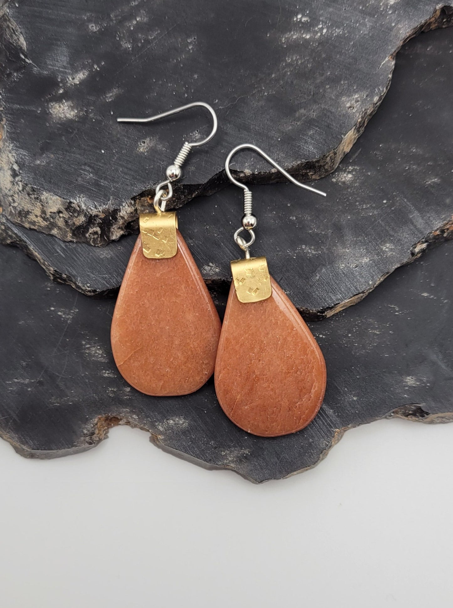 Pumpkin and Brass Earrings