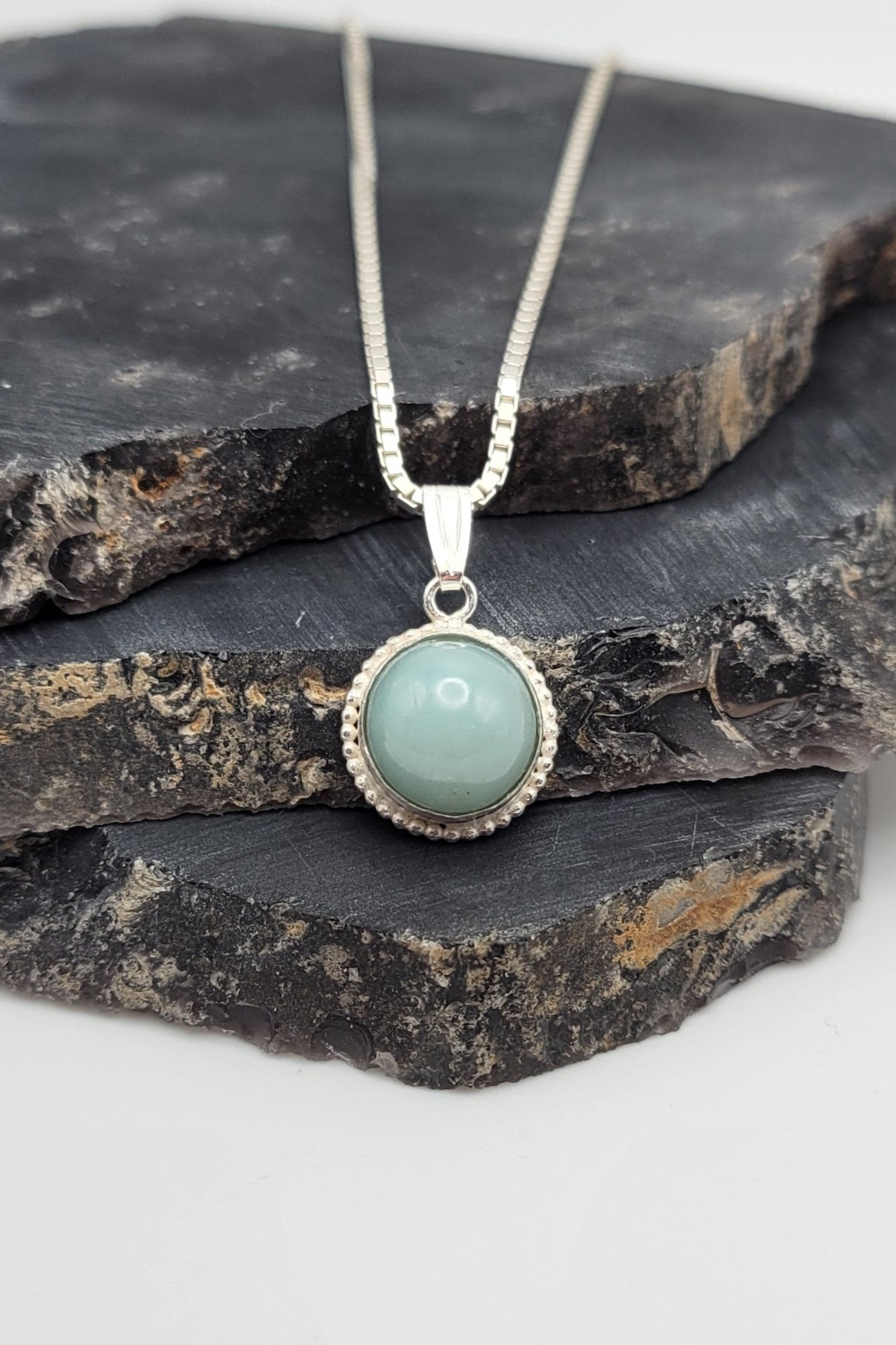 Ocean Picture Stone Round Pendant