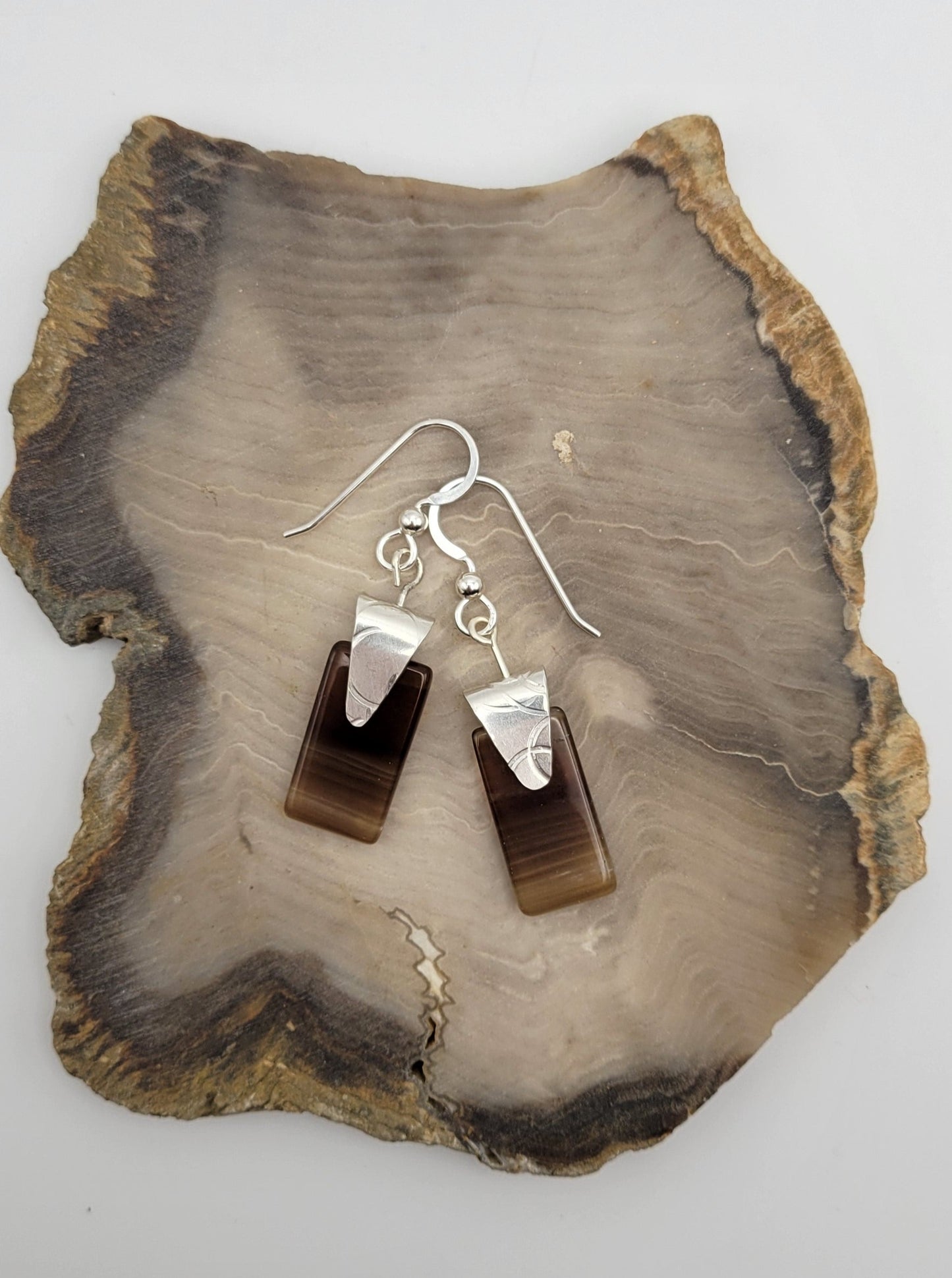 Petrified Wood Earrings